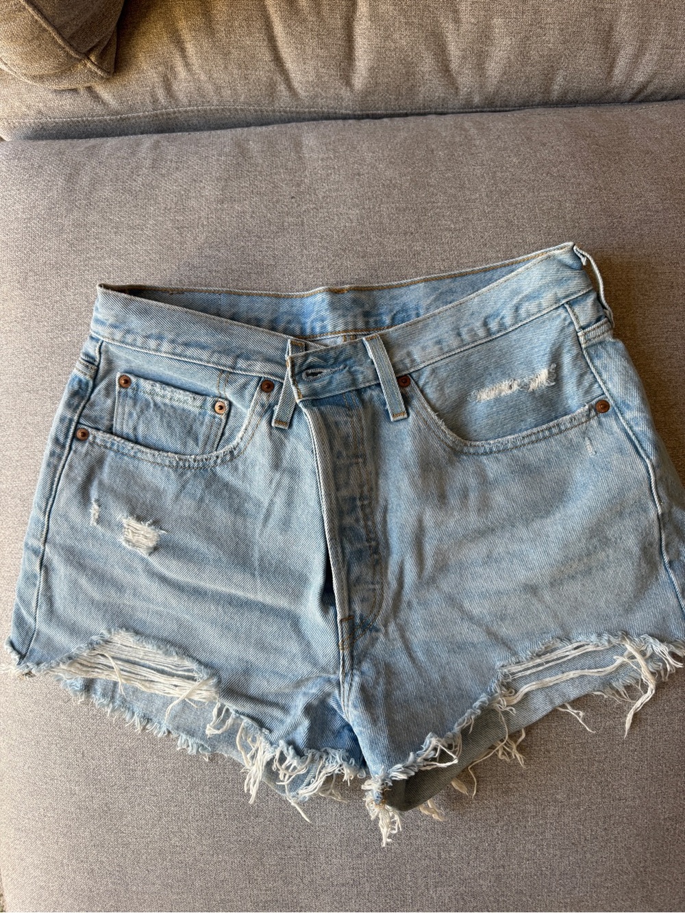 Levi’s Light Blue Distressed Denim Shorts